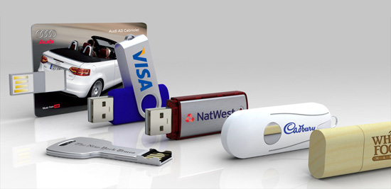 Different models of customised USB flash drives
